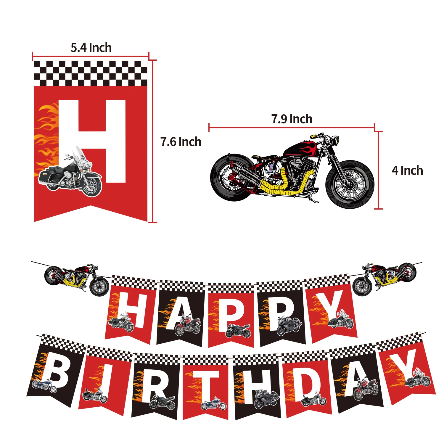 Suministros de fiesta de cumplea&ntilde;os con tem&aacute;tica de motocicleta, globos de decoraci&oacute;n para pastel, pancarta de feliz cumplea&ntilde;os para ni&ntilde;os, decoraci&oacute;n de fiesta de cumplea&ntilde;os de moto-1