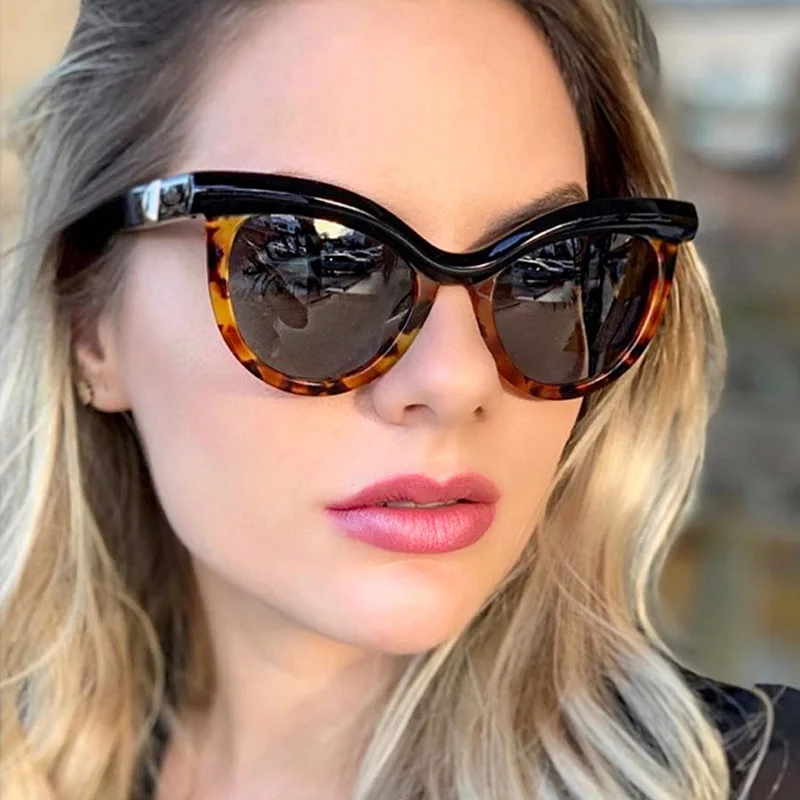 Новинка 2019 роскошные солнцезащитные очки кошачий глаз женские модные круглые