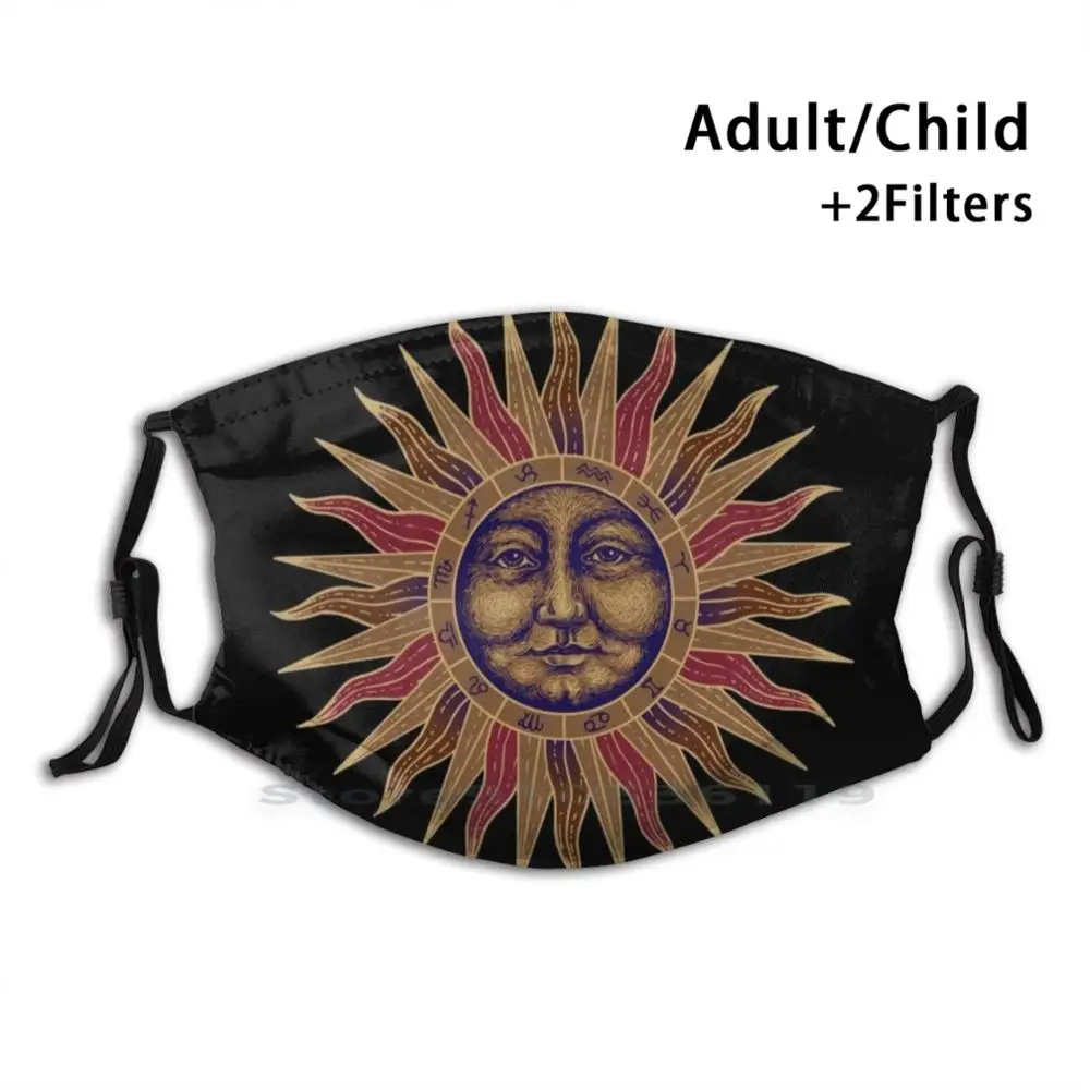 

Пылезащитный фильтр с изображением золотого солнца для детей, смываемая маска для лица