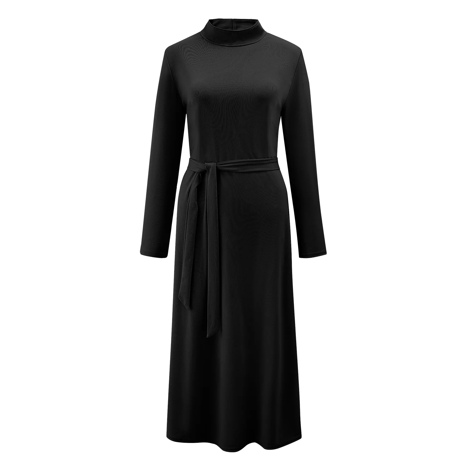 

2021 осенне-зимнее платье женское с поясом с длинным рукавом Водолазка элегантные платья для женщин черное миди сексуальное облегающее плать...