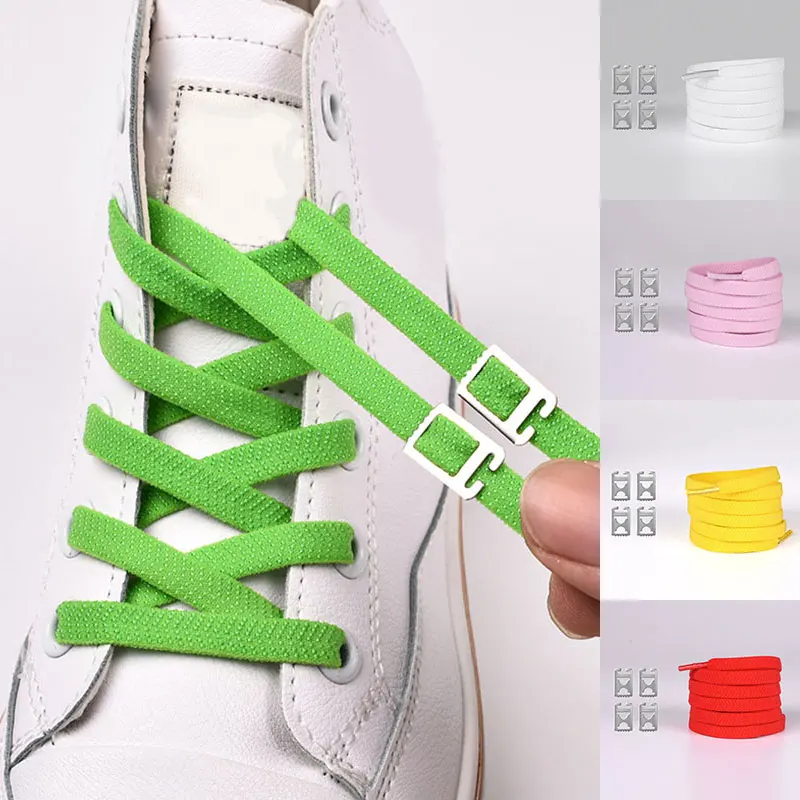

1Pair 100CM No Tie Lazy colourful Shoelaces Elastic Rubber Flat Shoes Lace Adult Kids simple Quick Sneakers Shoelace
