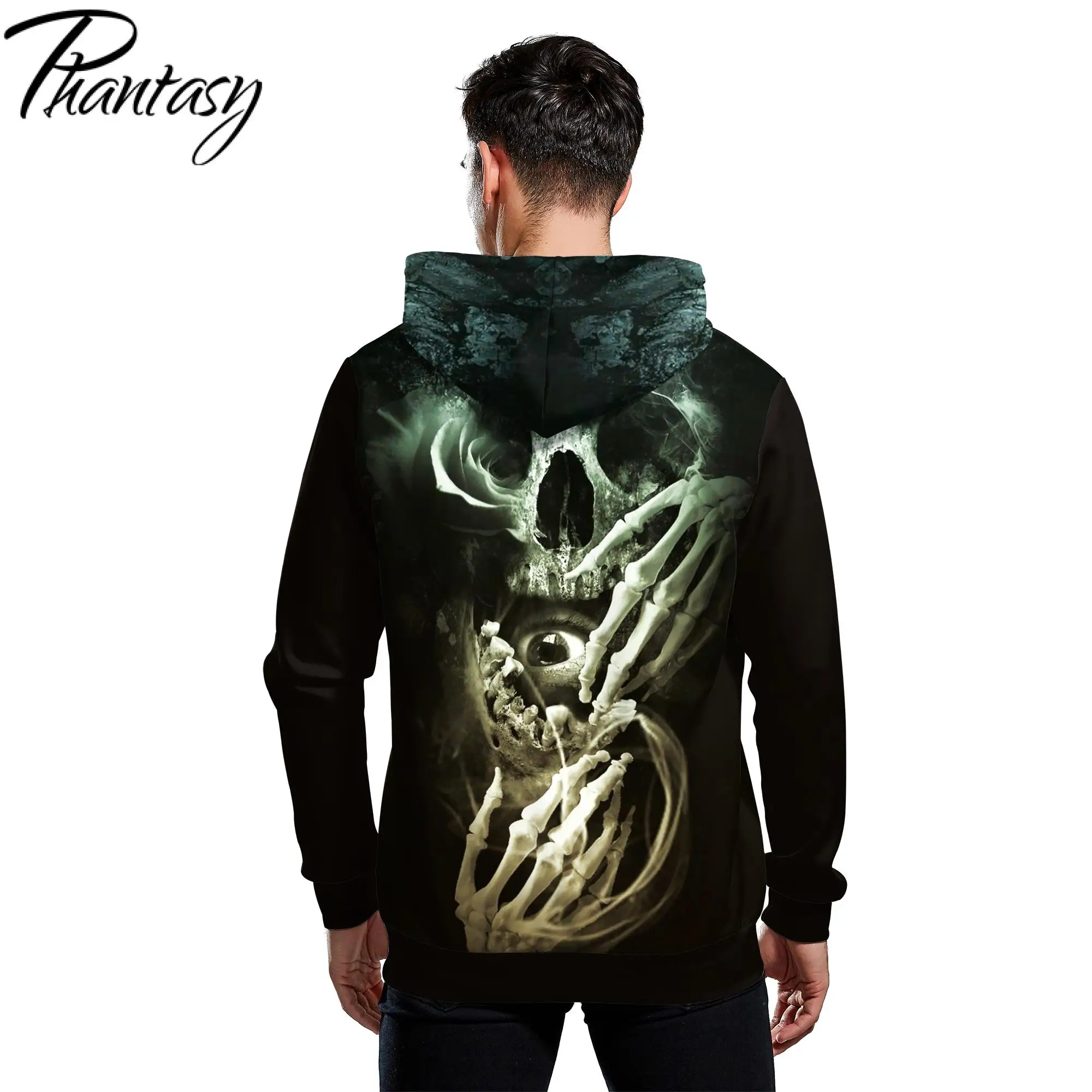Толстовки Phantasy с принтом скелета верхняя одежда капюшоном для вечеринки свитшот