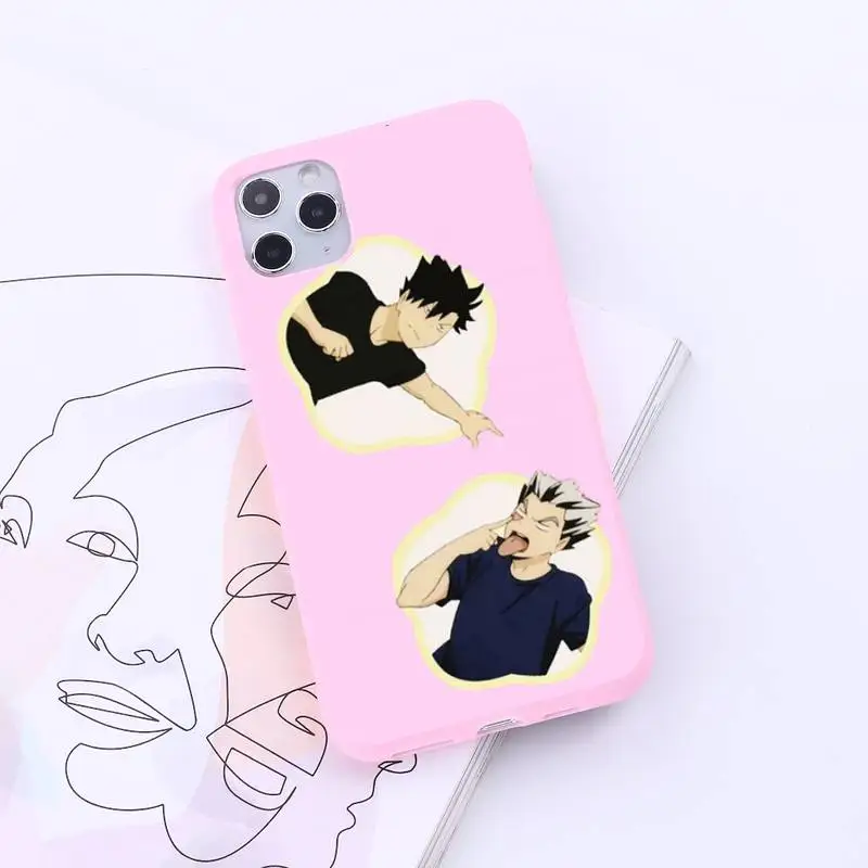 

HAIKYUU!! anime School badge style Phone Case Candy Color for iPhone 6 7 8 11 12 s mini pro X XS XR MAX Plus