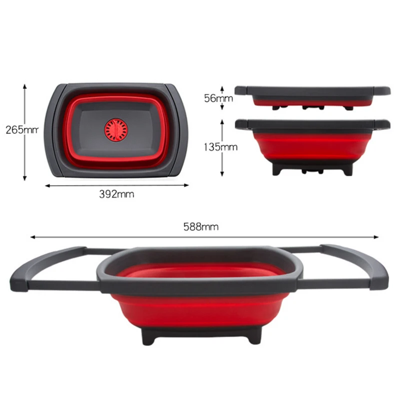 

Portable Kitchen Colander Fruit Vegetable Strainer Folding Drainer Washing Basket Plastic Drain Vegatable Basket Washing Tools