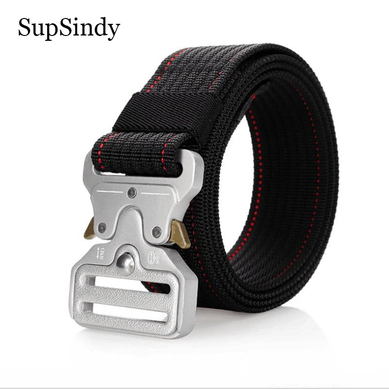 

SupSindy Military Equipment Combat Tactical Belts for Men Army Training Nylon Metal Buckle Outdoor Hunting Waistband male strap