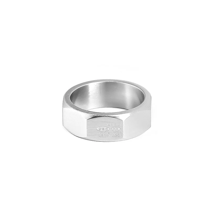 

Korean Niche Designer Nut Lettering Ring Minimalist Ins Net Red Same Style Men And Women Index Finger Trend Jewelry