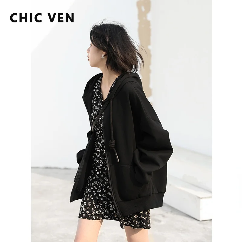

CHIC VEN Women's Casual Sweatshirts Hoodies Loose Sports Hoodie Women HOOD/ZIPPER Overcoat Female Coat Streetwear Spring Autumn