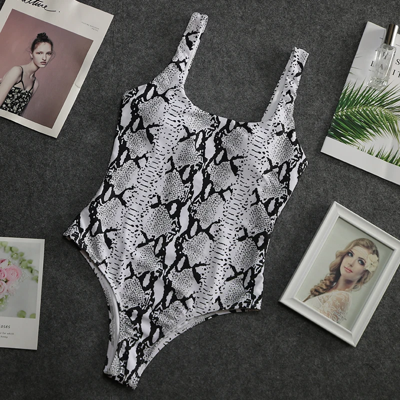 Женский купальник из змеиной кожи цельный леопардовый с принтом купальный