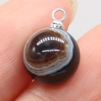 natural stone gem black striped agate round ball pendant crafts diy necklace bracelet earring jewelry accessories gift making