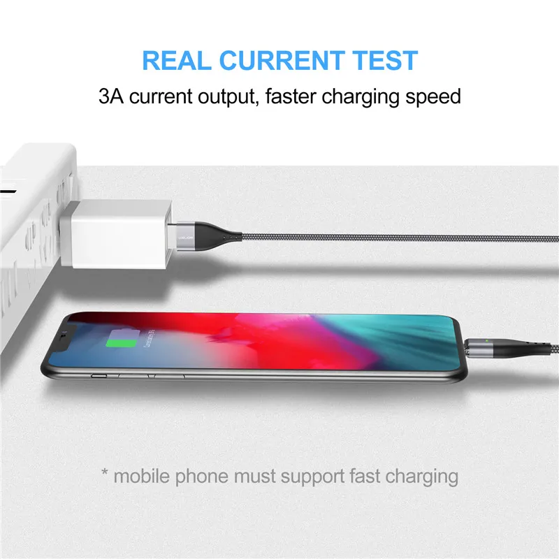 USLION Магнитный кабель Micro USB для iPhone samsung 3A, кабель для быстрой зарядки и передачи данных, Магнитный зарядный кабель usb type C, кабель для телефона Android