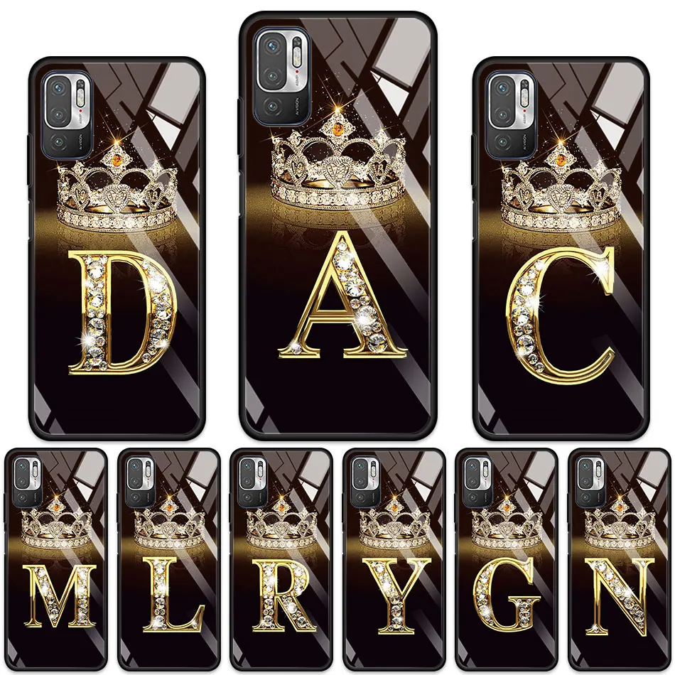 

Gold Letter Monogram Marble Phone Case for Xiaomi Redmi Note 9S 10 Pro 8Pro 9 K40 7 8T 9C 9A K30 Pro Casing Housing Cover Bag