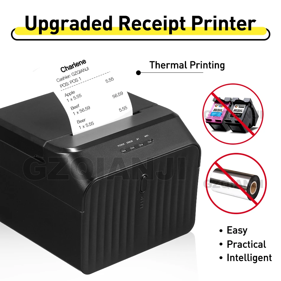 Термопринтер для чеков 58 мм POS универсальный принтер билетов USB/Bluetooth поддержка
