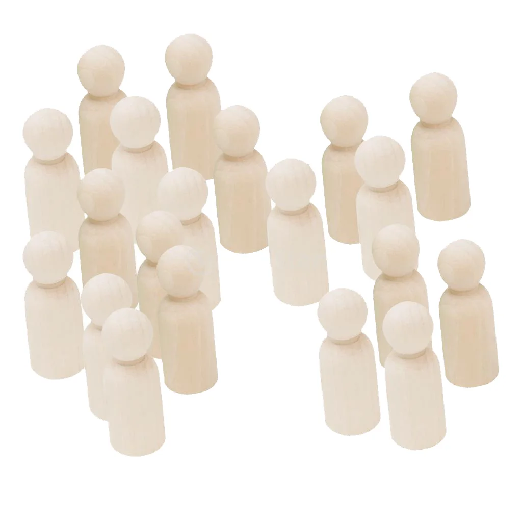 

20x Natural Wooden Peg Dolls Man Girls Body Shape Crafts Toys DIY Party