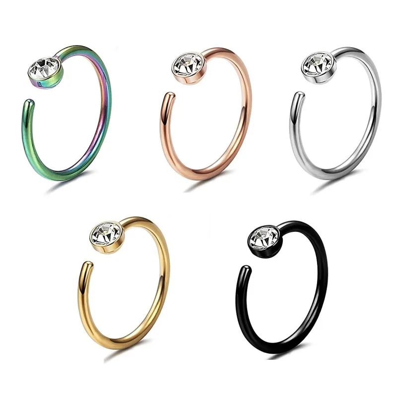 

Body Jewelry 1 Piece crystal Nose Ring Punk Lip Ear Nose Clip On Imitation Septum Piercing Nose Ring Hoop Rings Earrings