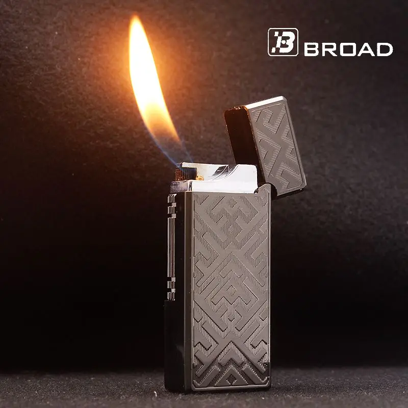 BROAD Metal Gas Lighter Butane Side Slip Grinding Wheel Lighters Cigarettes Accessories Cigar Smoking Gadgets for Men | Дом и сад