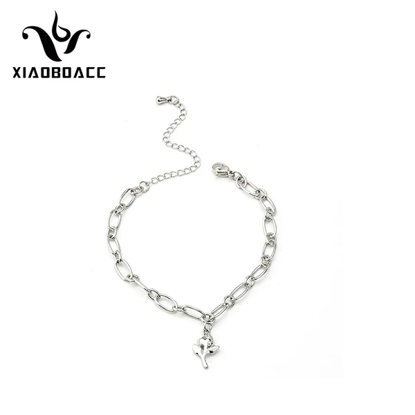

XIAOBOACC Rose Pendant Bracelet for Women Punk Vintage Simple Titanium Steel Bracelet Hand Accessories Jewelry Free Shipping