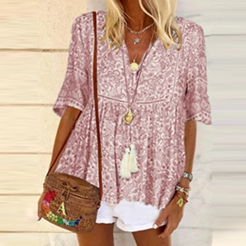 

Ladies casual half-sleeved T-shirt 2021 spring V-neck fringe party top pullover summer ladies short-sleeved T-shirt Harajuku...