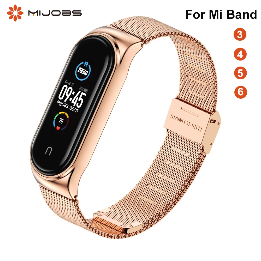 Strap for Mi Band 5 6 Metal Milanese Bracelet On 4 Wristband Amazfit 3 For Xiaomi Miband | Электроника