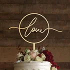 Деревянный Топпер для свадебного торта, Свадебный круг, украшение вечерние, современный Топпер для торта, зеркальный Топпер для торта из розового золота