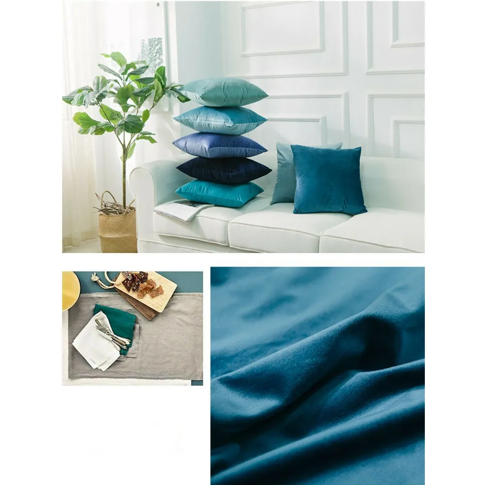 

Luxury Blue Velvet Cushion Cover Pillow Cover Pillow Case Home Decorative Sofa Throw Pillows
