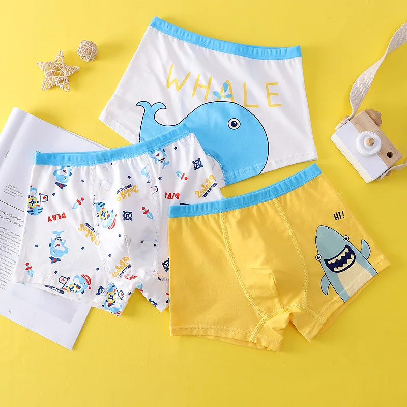 

3pcs Lot Children's Shorts Boy Boxers Kids Panties Cartoon Whale and Shark Underwear Cotton Teenager Underpants ZL80