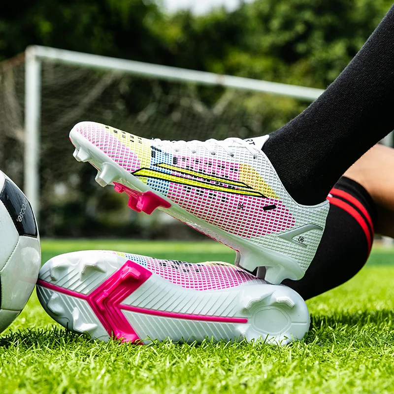 

Outdoor Men Boys Soccer Shoes TF/FG Football Boots High Ankle Kids Cleats Training Sport Sneakers Size 35-45