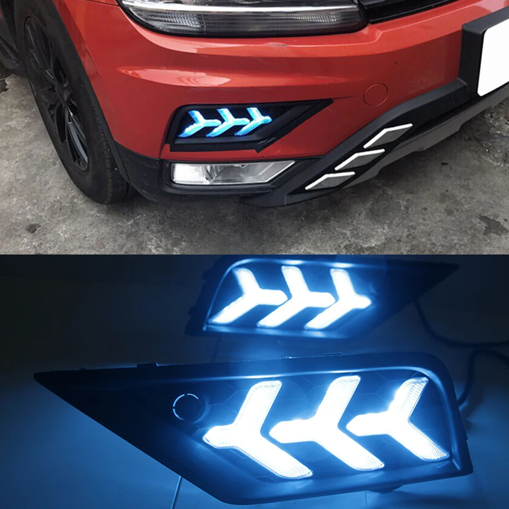 2 шт. Автомобильные светодиодные дневные ходосветильник для Volkswagen VW Tiguan 2017 2018 2019