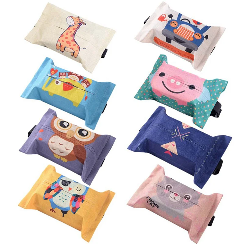 

1Pcs Cartoon Cloth Car Seat Back Hanging Storage Tissue Case Box Container Towel Napkin Papers Bag Holder Box Case