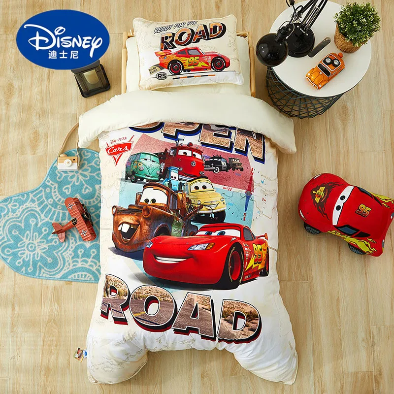 Disney McQueen подушка для машины, комплект для детской кроватки, постельное белье, комплект из 3 предметов, пододеяльник, простыня, наволочка для ребенка, 60x120 см, детская кроватка, подарки