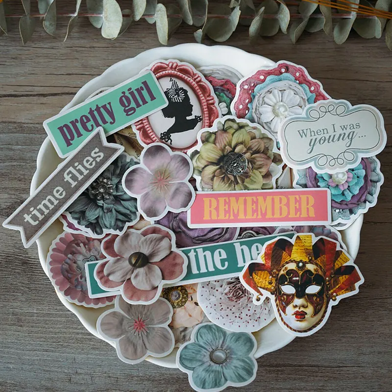 50 шт. маска с цветочным принтом в винтажном стиле мини-наклейки и наклейки для