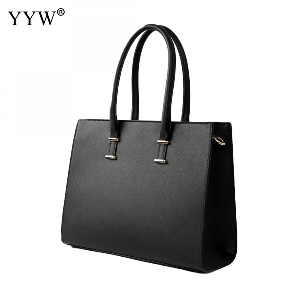 

Motorcycle Bag Women Black Large Capacity Work Handbag Attached With Hanging Strap Shoulder Bag Fashion PU Leather Shopping Tote