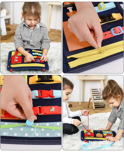 Montessori Toys Busy Board Buckle Training Essential Skills Sensory Educational Toys Toddlers Intelligence Preschool Development 3