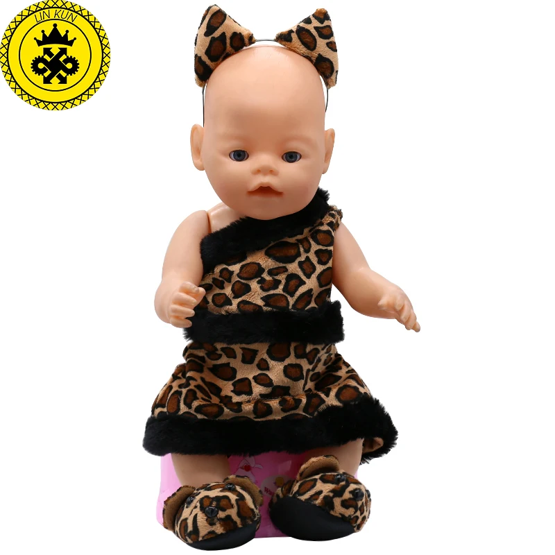 

Baby Doll Clothes Ears and Tail Tiger Leopard Doll Clothes + Shoes Up Sets Doll Accessories Children Birthday Gifts T3