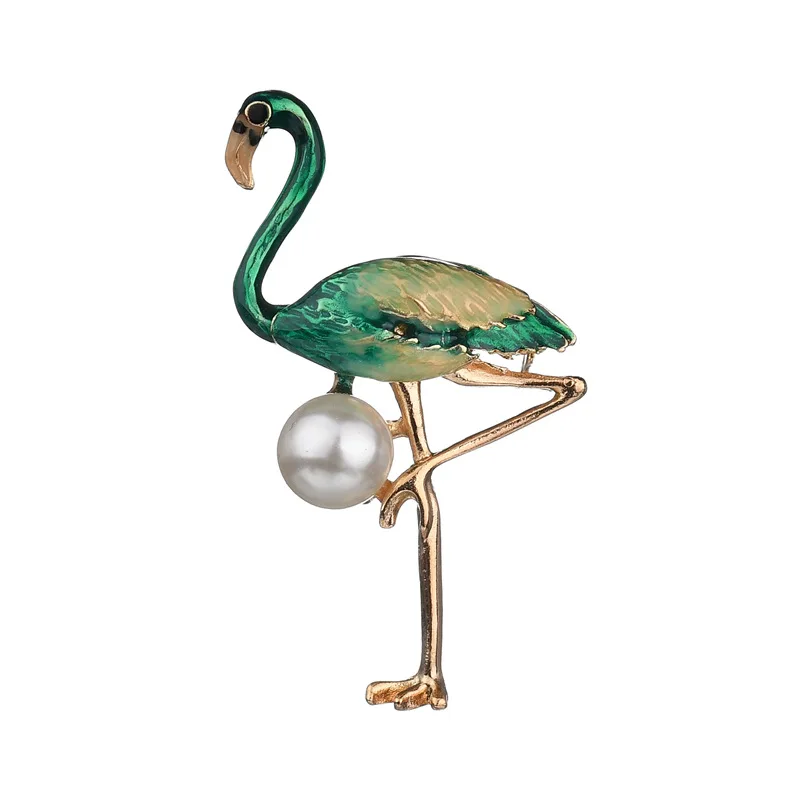 Женская Винтажная брошь в виде фламинго с жемчугом|Броши| |