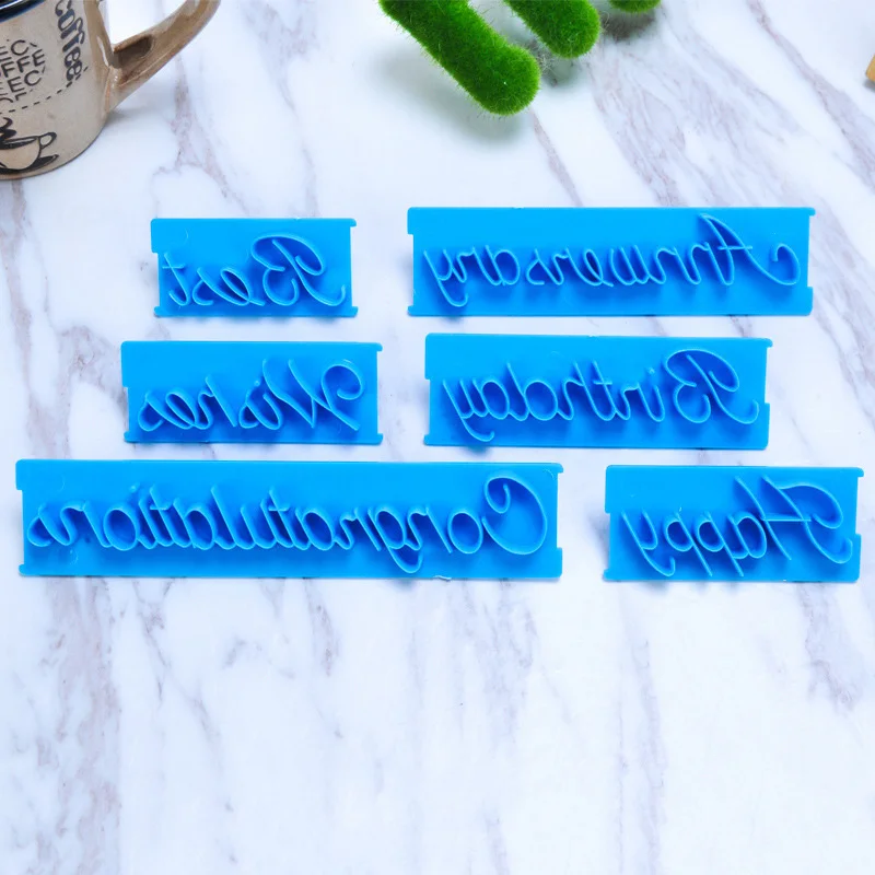 6 шт./компл. форма для тиснения торта помадки рукописного письма пластиковые