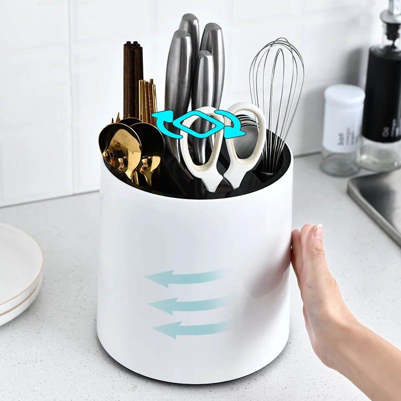 360 derece dönen mutfak bıçakları tutucu çok fonksiyonlu bıçak standı çatal çubuklarını raf depolama yaratıcı mutfak aleti tutucu