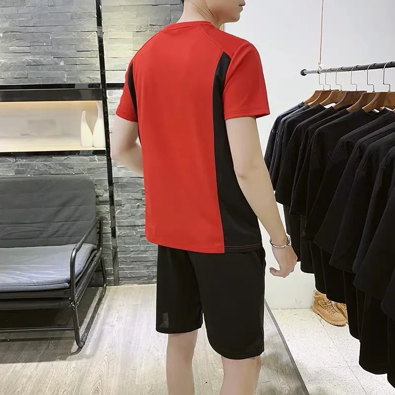 

Summer Hot Man Beach Male Sportswear Fitness Pants Casual Shorts Men's Elastic Band Lace Up 2 Pieces Colorblock Fashion Style