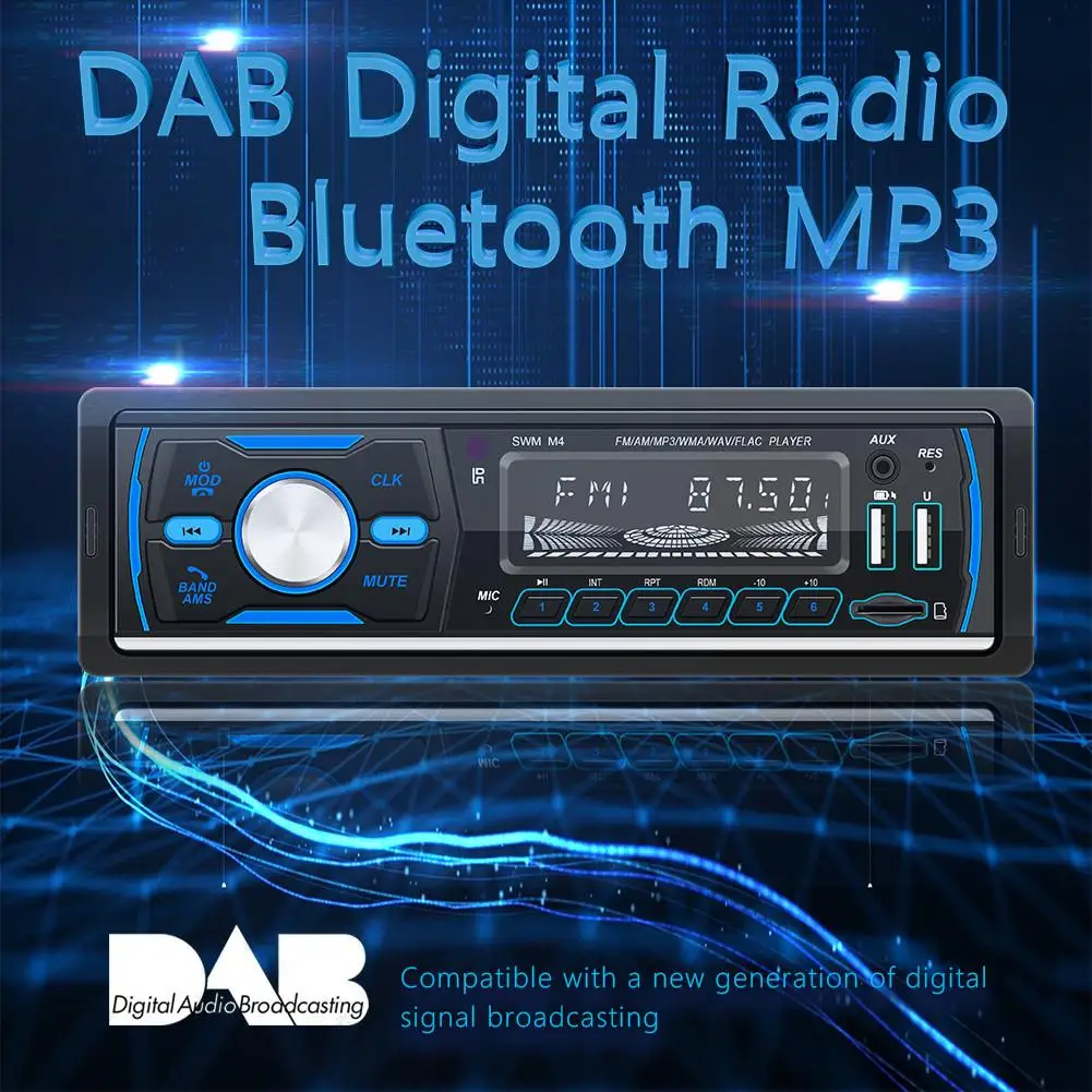 

Автомобильный стерео радиоприемник 1 Din Bluetooth с пультом дистанционного управления, цифровой медиа-приемник с поддержкой FM/AM/RDS/DAB +/MP3