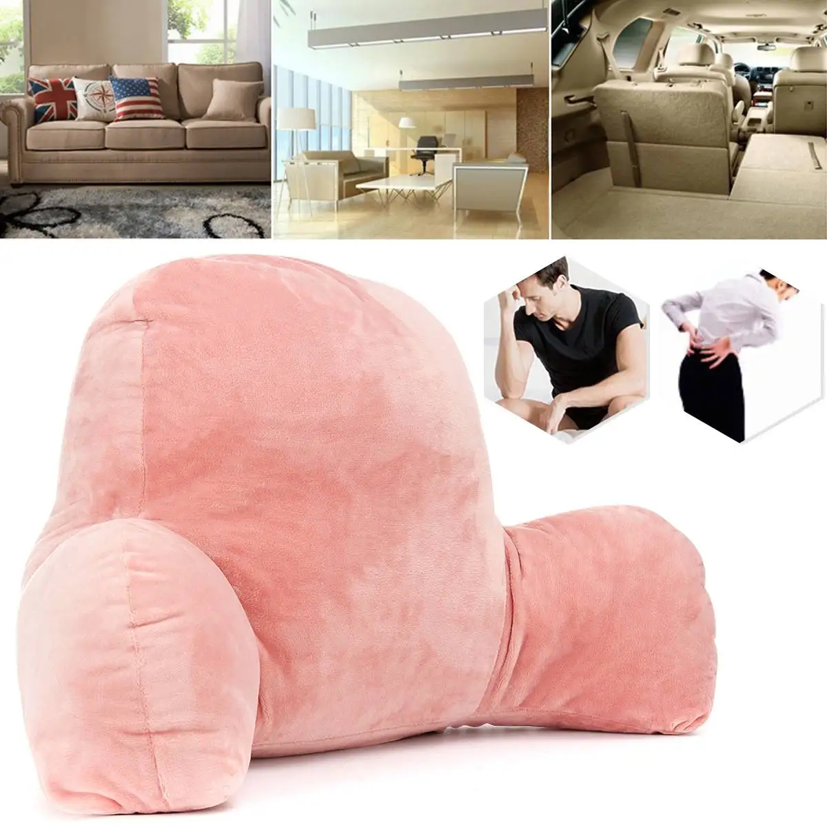 Lounger Lumbar Rest Back Pillow Cushion Bed Car Office Sofa Support Arm Stable Backrest Seat Reading Bedside Chair | Дом и сад