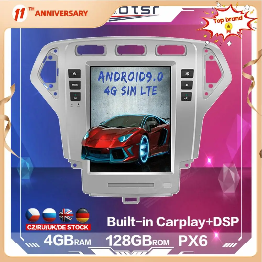 

Автомобильный радиоприемник 128 ГБ, экран Tesla, Android для Ford Mondeo MK4 2007 +, автомобильный мультимедийный плеер, GPS-навигация, стерео DSP Carplay, 4G, SIM