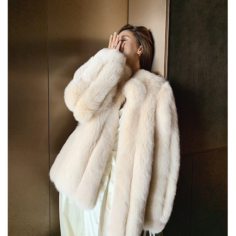 

2021 New Winter Real Fox Fur Coats For Women High Quality Whole Skin Natural Fox Fur Coat Woman Luxury Outwear Fur Jackets Warm