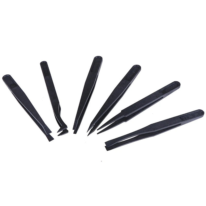 

Hot Sale 6pcs Stainless Steel Anti-static ESD Tweezers Industrial Precision Curved Straight Tweezers Repair Maintenance Tools