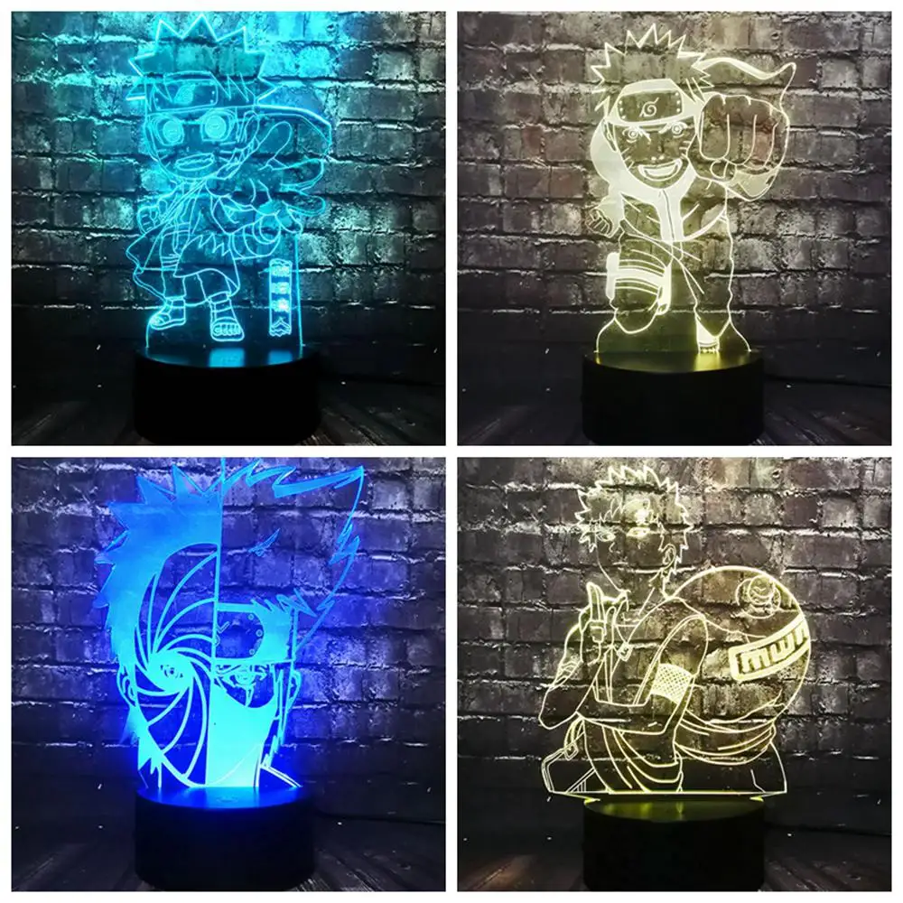 Какаси Вихрь Наруто из японского аниме мультяшный 3D светодиодный ночник с