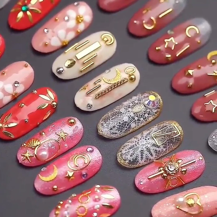 Bittb золотые серебряные полые 3D украшения для дизайна ногтей Звезда Луна