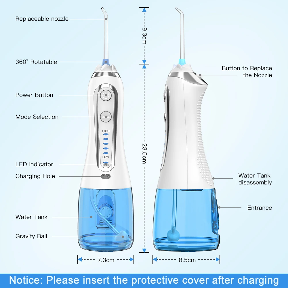 5 Modes Oral Irrigator USB Rechargeable Water Floss Portable Dental Flosser Jet 300ml Teeth Cleaner+8 | Бытовая техника