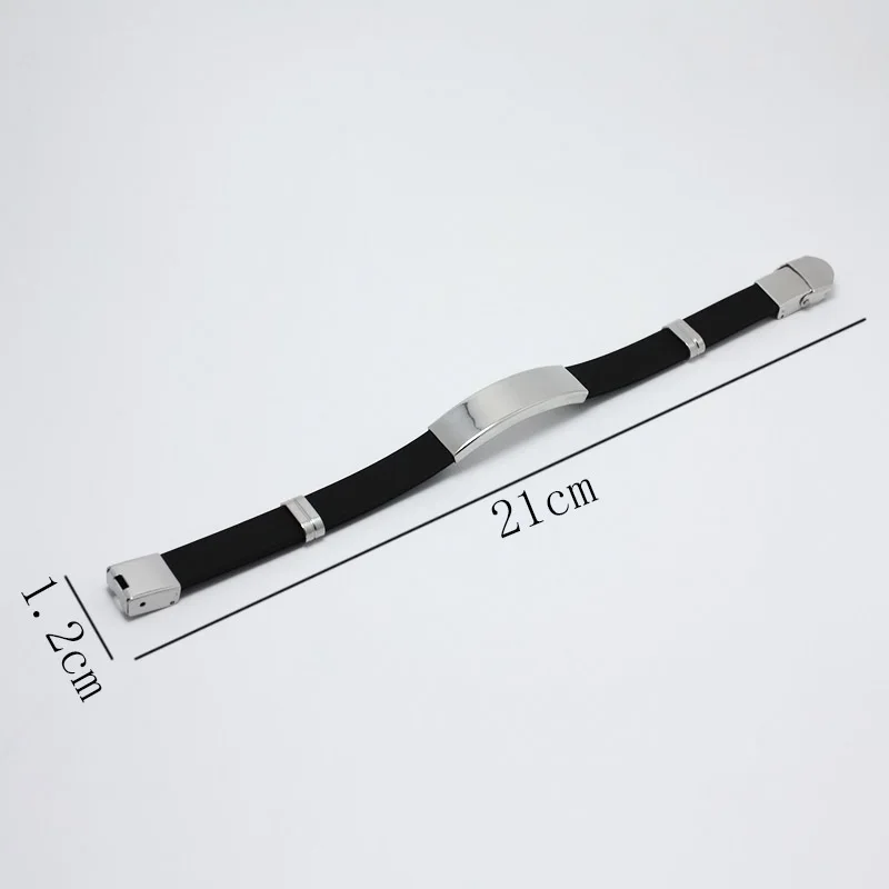 

New Fashion Black/Gold/Silver Color Stainless Steel Silicone Geometrical Bracelet Bracelet Rubber Men's Bracelet Bangle