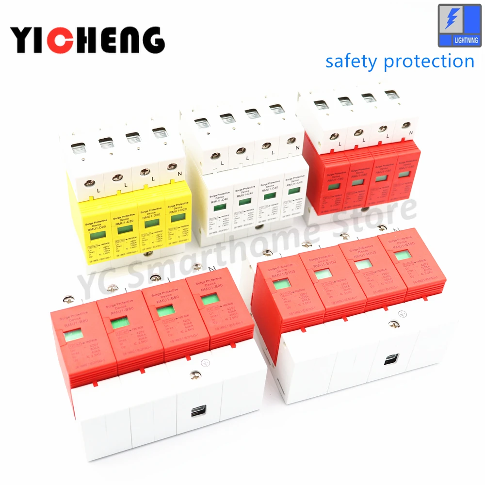 Устройство защиты от перенапряжения SPD 4P 10KA ~ 20KA/20KA 40KA/30KA 60KA/ AC420 AC500V AC800V DC1000V
