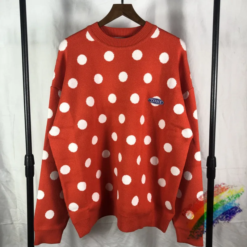 

Onesize Spot pattern Sweater Men Woman High Quality Crewneck Vintage Fashion RED BLACK GREEN Sweater