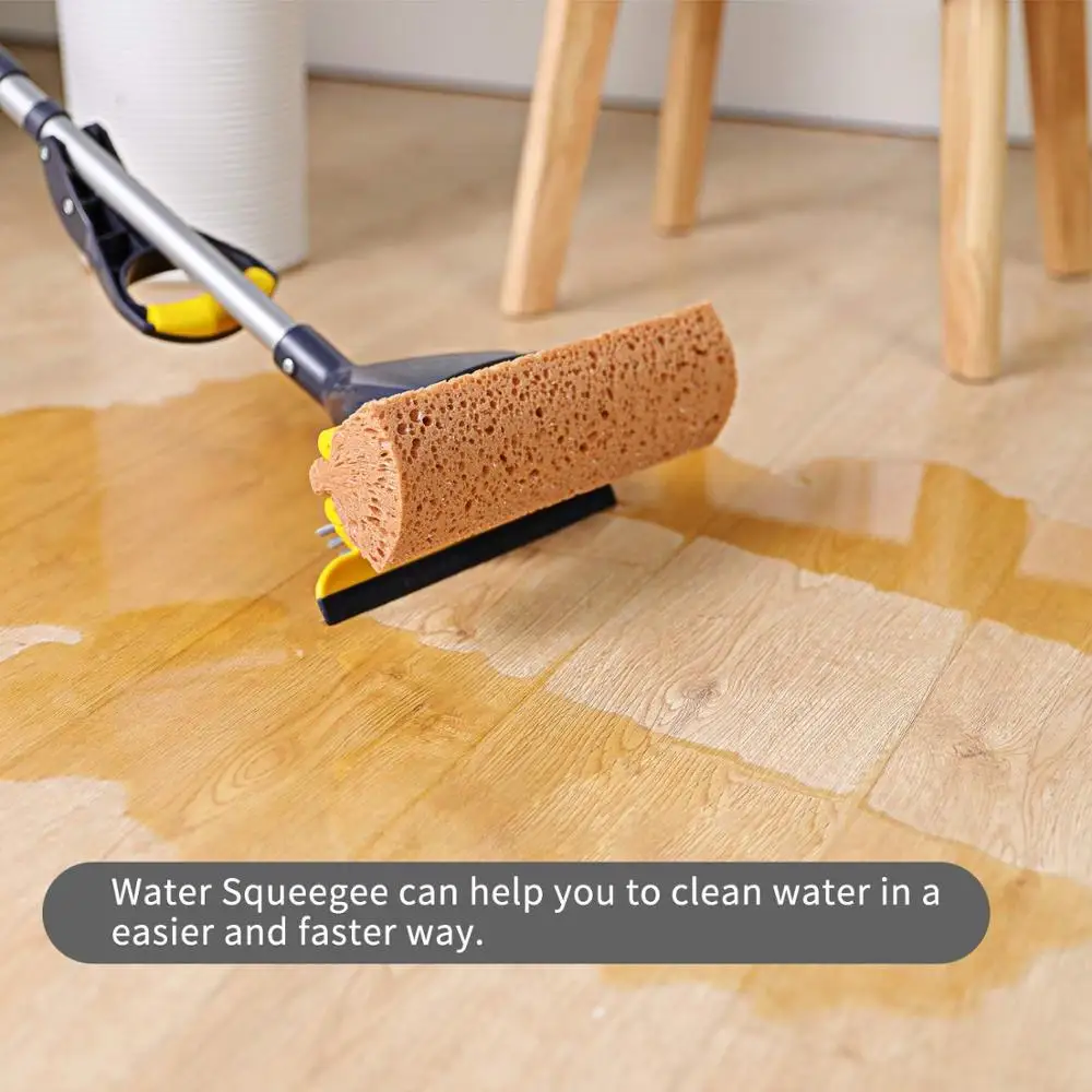 Губчатая Швабра Cleanhome с ракелем и выдвижным телескопическим покрытием для