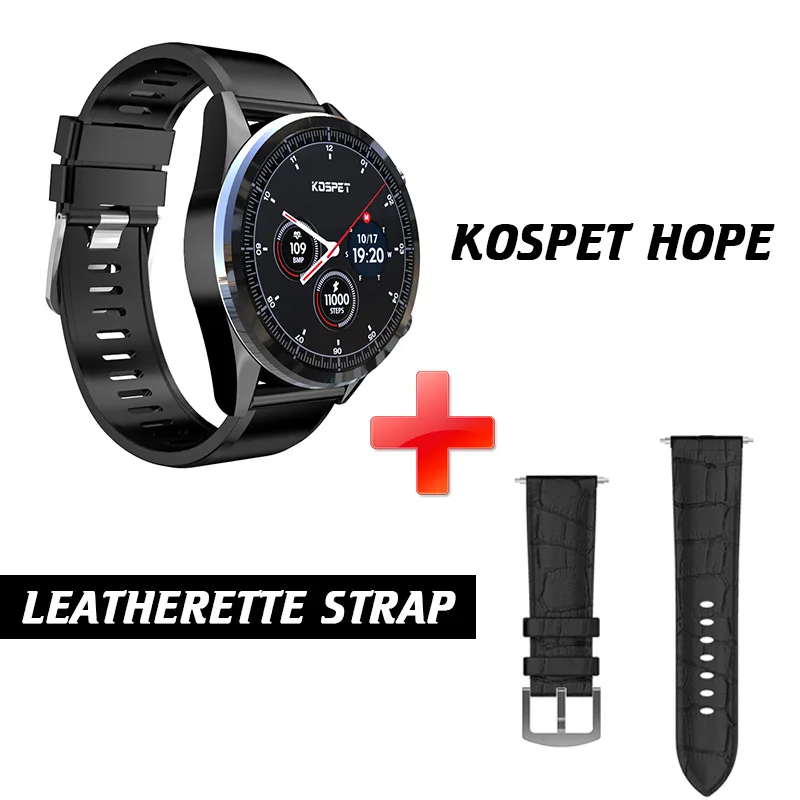 Add Leather Strap KOSPET HOPE 3 ГБ 32 ГБ умные часы керамические IP67 водонепроницаемые 8.0MP 1,3" 620 mAh 4G мужские Смарт часы телефон для IOS Android Sim карты - Цвет: Add Leather Strap